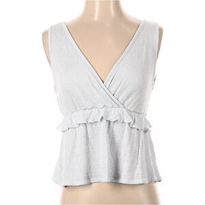 Anthropologie Caution to the Wind Cream V Neck Ruffle Stretchy Crop Top